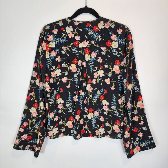 EQUIPMENT Femme Heather Flare-sleeve Floral Silk Blouse In Eclipse Multi Floral - Picture 5 of 11